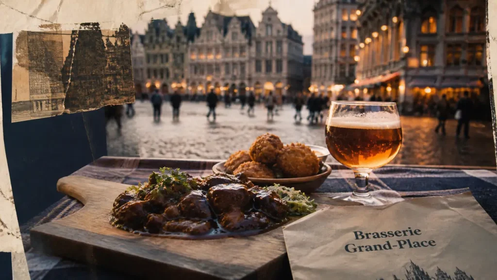 Brasserie grand place bruxelles : terrasse, bières belges et carbonade flamande