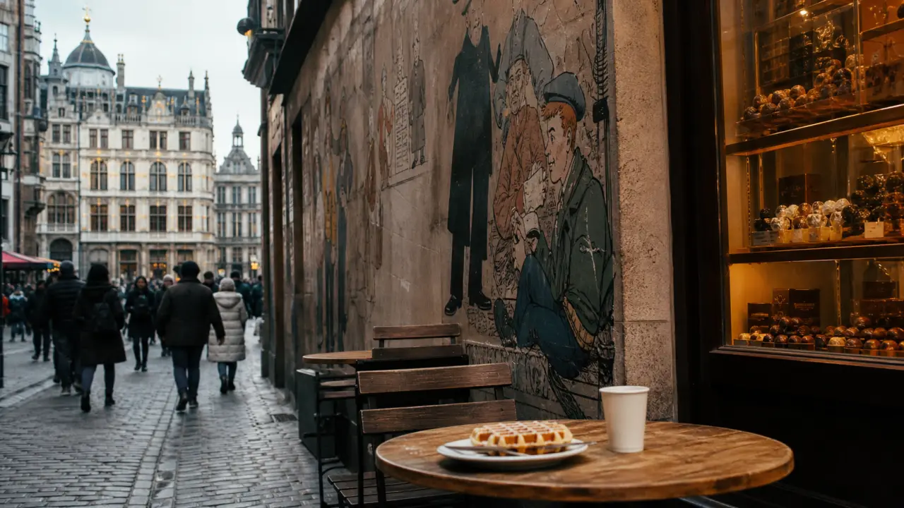 Bruxelles activités : ruelle pavée et gaufre près du Grand-Place