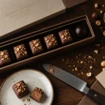 Chocolat en Belgique : pralines belges à Bruxelles sur fond cacao