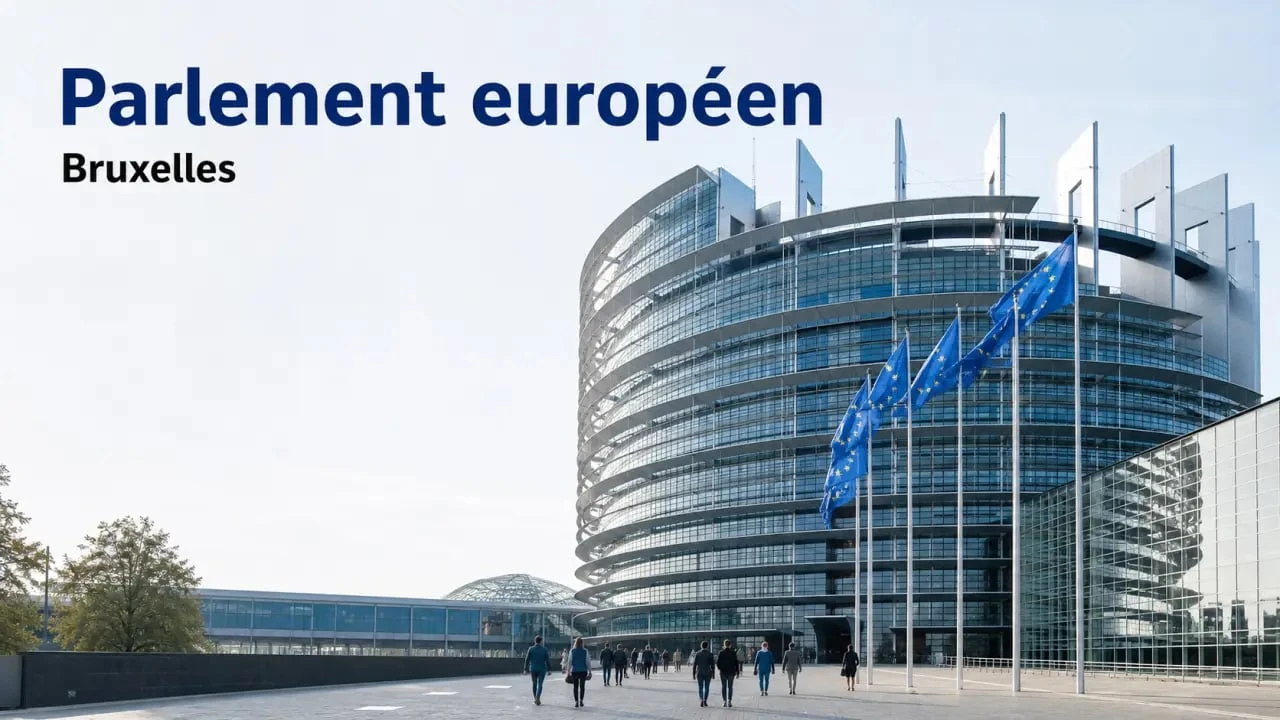 Parlement européen Bruxelles : vue extérieure du bâtiment et de l’esplanade