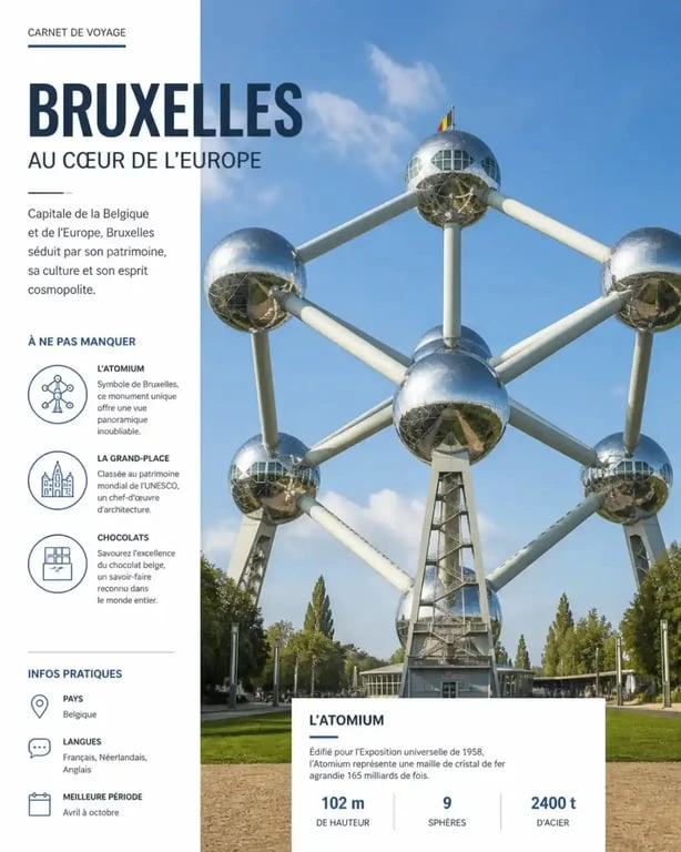 L'Atomium, monument emblématique à visiter lors d'un week-end à Bruxelles