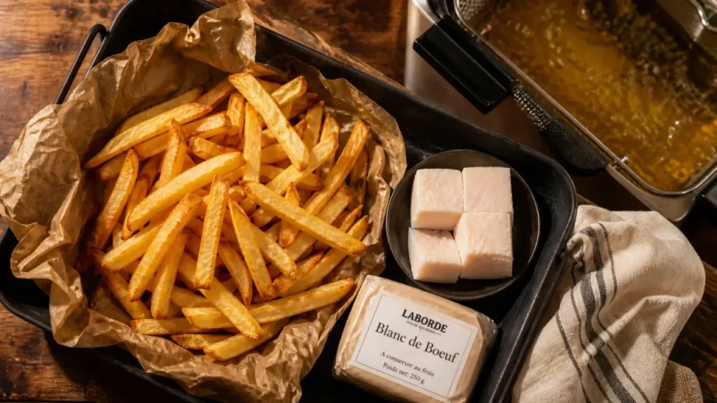 Frite belge graisse de boeuf, croustillante et dorée, double cuisson