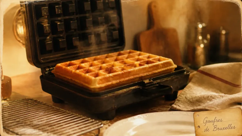 Gaufrier de bruxelles à plaques profondes, gaufre dorée rectangulaire