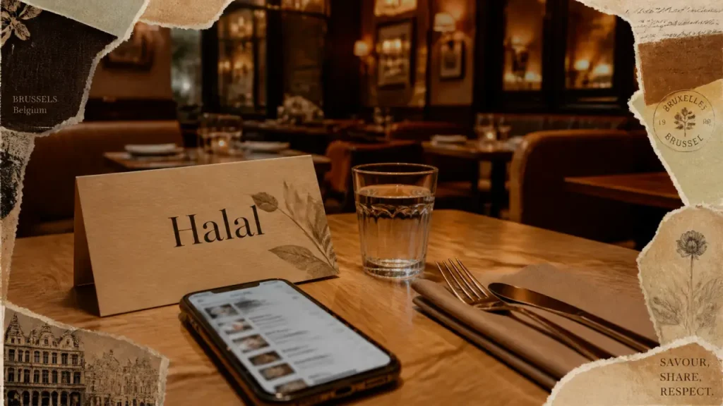Restaurant halal à Bruxelles : carte Halal sur une table