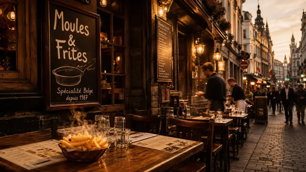 Rue des bouchers bruxelles restaurants : terrasse Moules & frites à Bruxelles