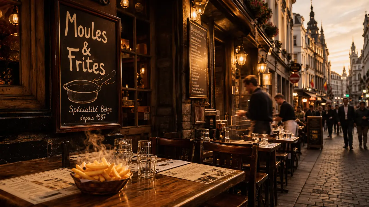 Rue des bouchers bruxelles restaurants : terrasse Moules & frites à Bruxelles