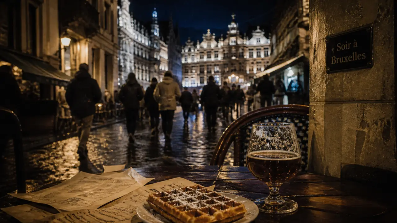 Sortir Bruxelles : gaufre et bière sur terrasse près de la Grand-Place
