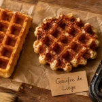 Type de gaufres : gaufres de Bruxelles et de Liège sur table en bois