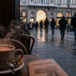 Visiter Bruxelles en février : chocolat chaud fumant près des Galeries Royales Saint-Hubert