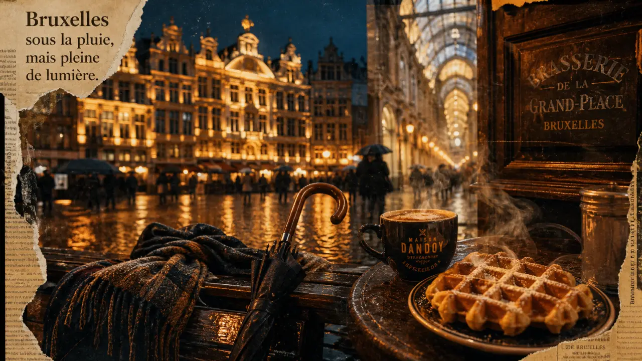 Visiter Bruxelles en hiver : gaufre chaude et Grand-Place sous la pluie