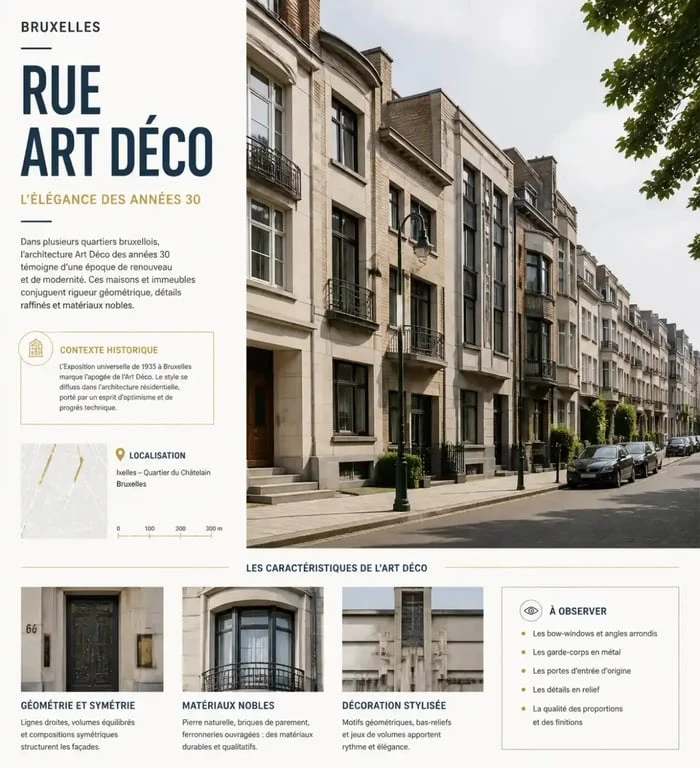 Architecture Art Déco dans le quartier Brugmann à Bruxelles.
