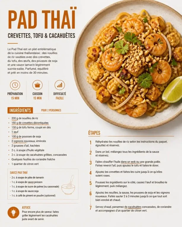 Pad Thai traditionnel, recette thaïlandaise authentique servie dans un restaurant thaïlandais à Bruxelles