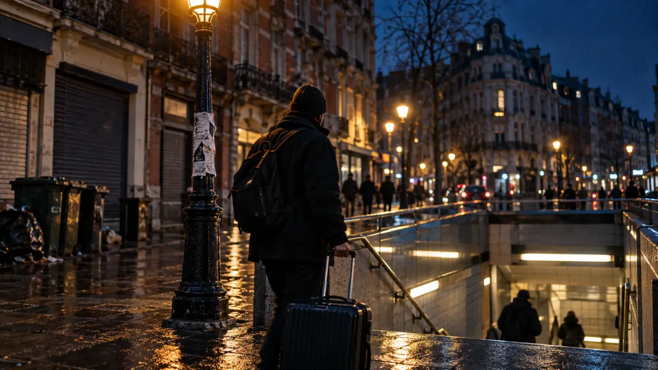 Quartier bruxelles dangereux près des gares la nuit, rue et station