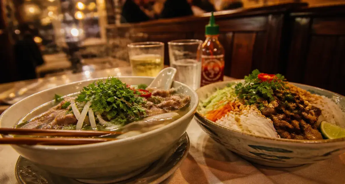 Restaurants vietnamiens bruxelles : phở et bò bún fumants, herbes fraîches