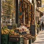 Bruxelles quartier africain Matongé : vitrines épices et wax