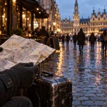 Dans quel quartier loger à Bruxelles : trottoir pavé près d’un café, près de la Grand-Place