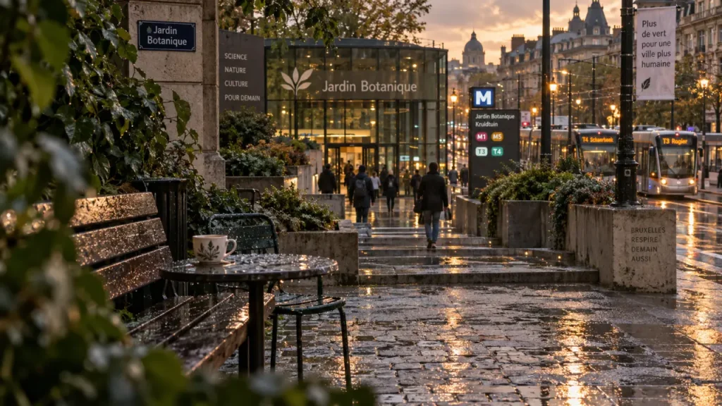Quartier botanique Bruxelles : terrasse du Jardin Botanique, ambiance urbaine