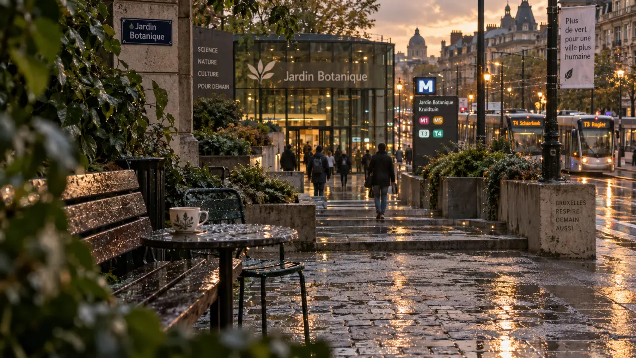 Quartier botanique Bruxelles : terrasse du Jardin Botanique, ambiance urbaine