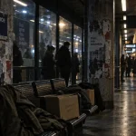 Quartier chaud de Bruxelles, rue d’Aerschot et station de métro nocturne